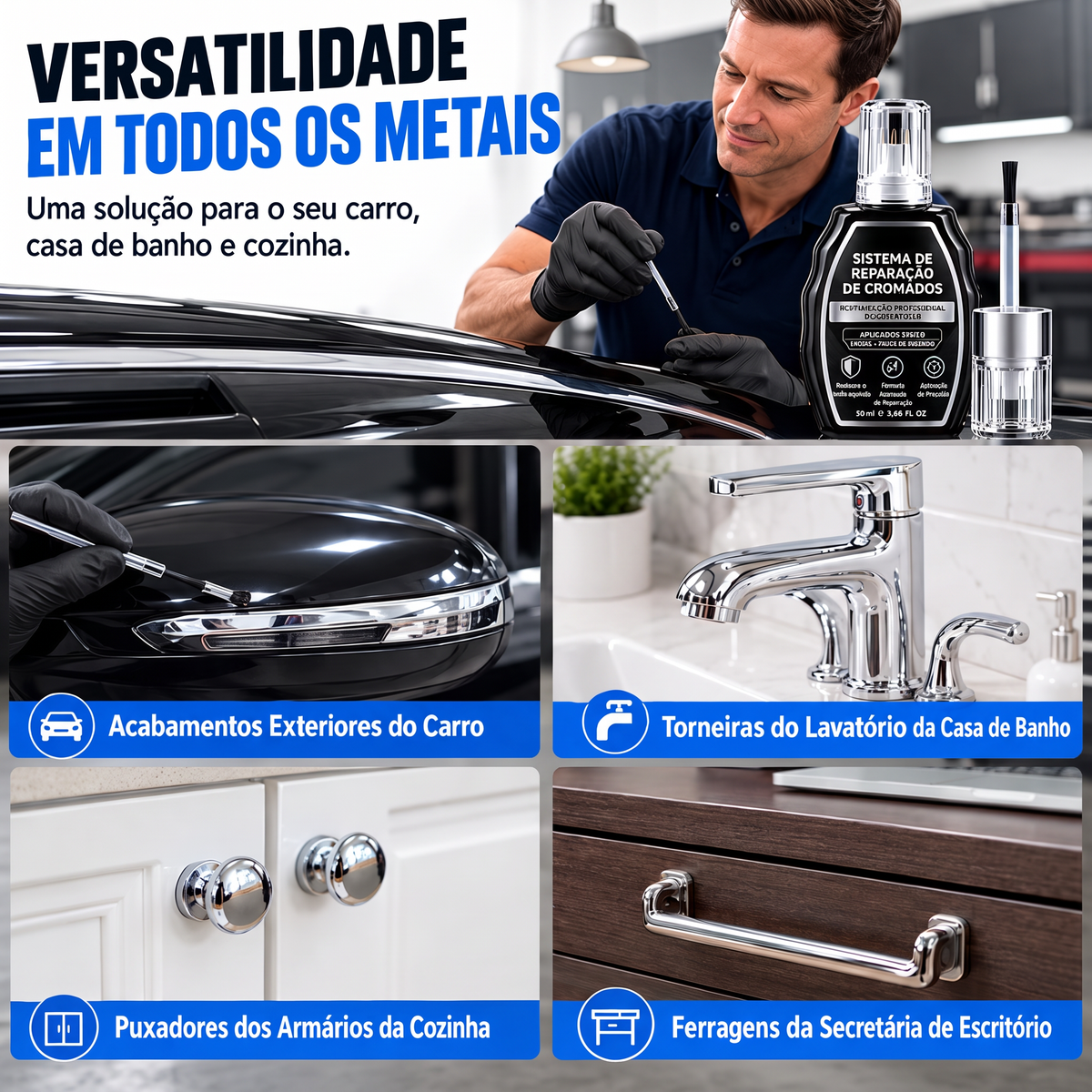 Caneta profissional para reparação de cromados
